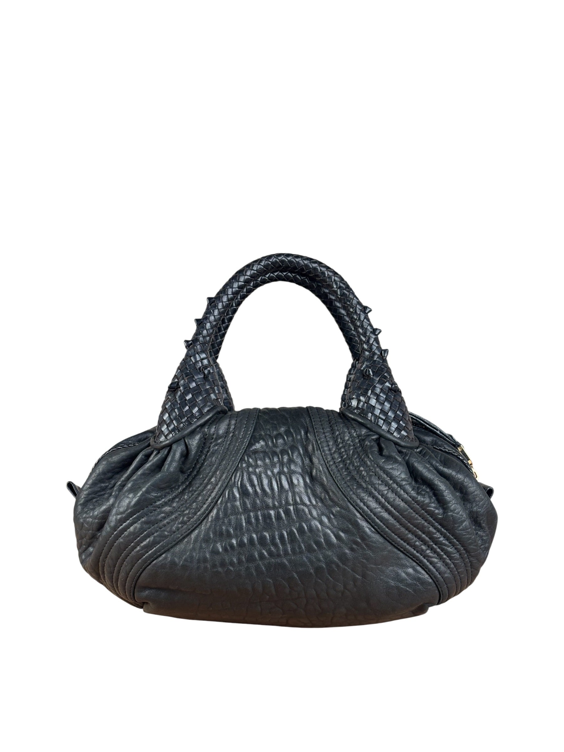 Fendi Vintage Black Leather Spy Hobo Bag