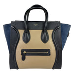 Celine Calfskin Leather/Suede Tri-Color Luggage Tote Bag