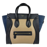 Celine Calfskin Leather/Suede Tri-Color Luggage Tote Bag