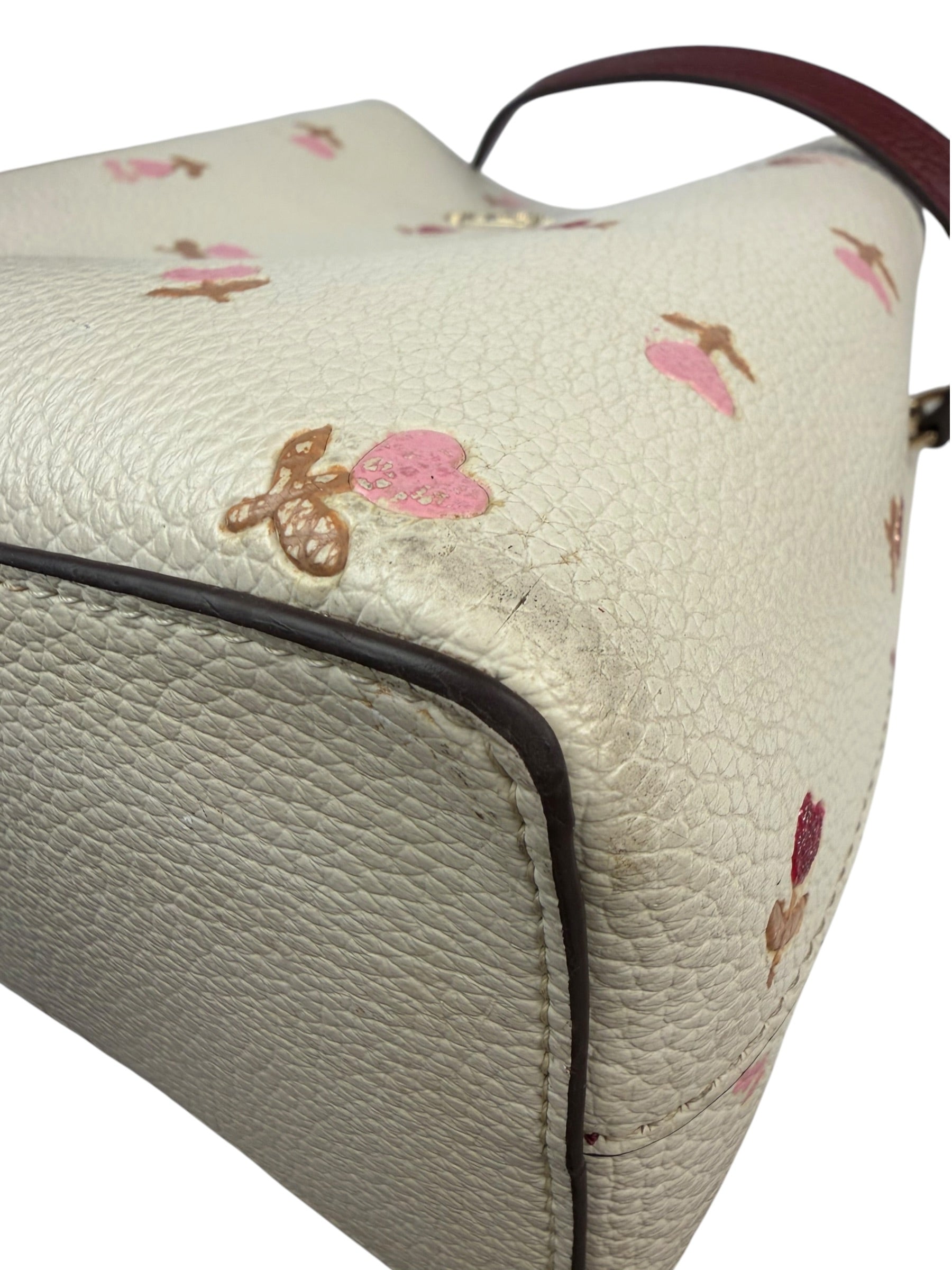 Coach Cream/Burgundy Small Town Bucket Bag