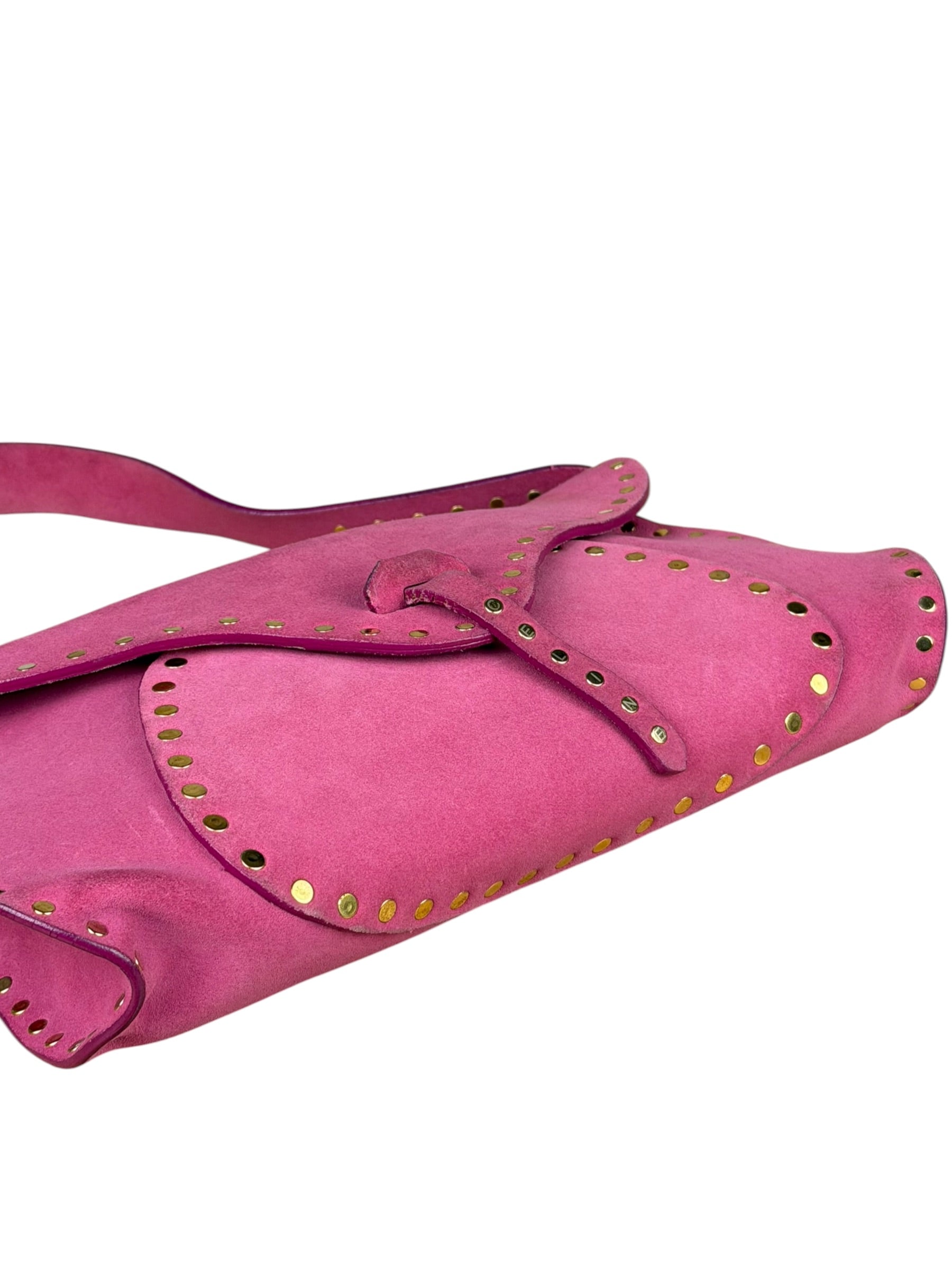 Celine Vintage Pink Suede Poulbot Shoulder Bag