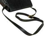 Burberry Vintage Black Pebbled Leather Crossbody Flap Bag