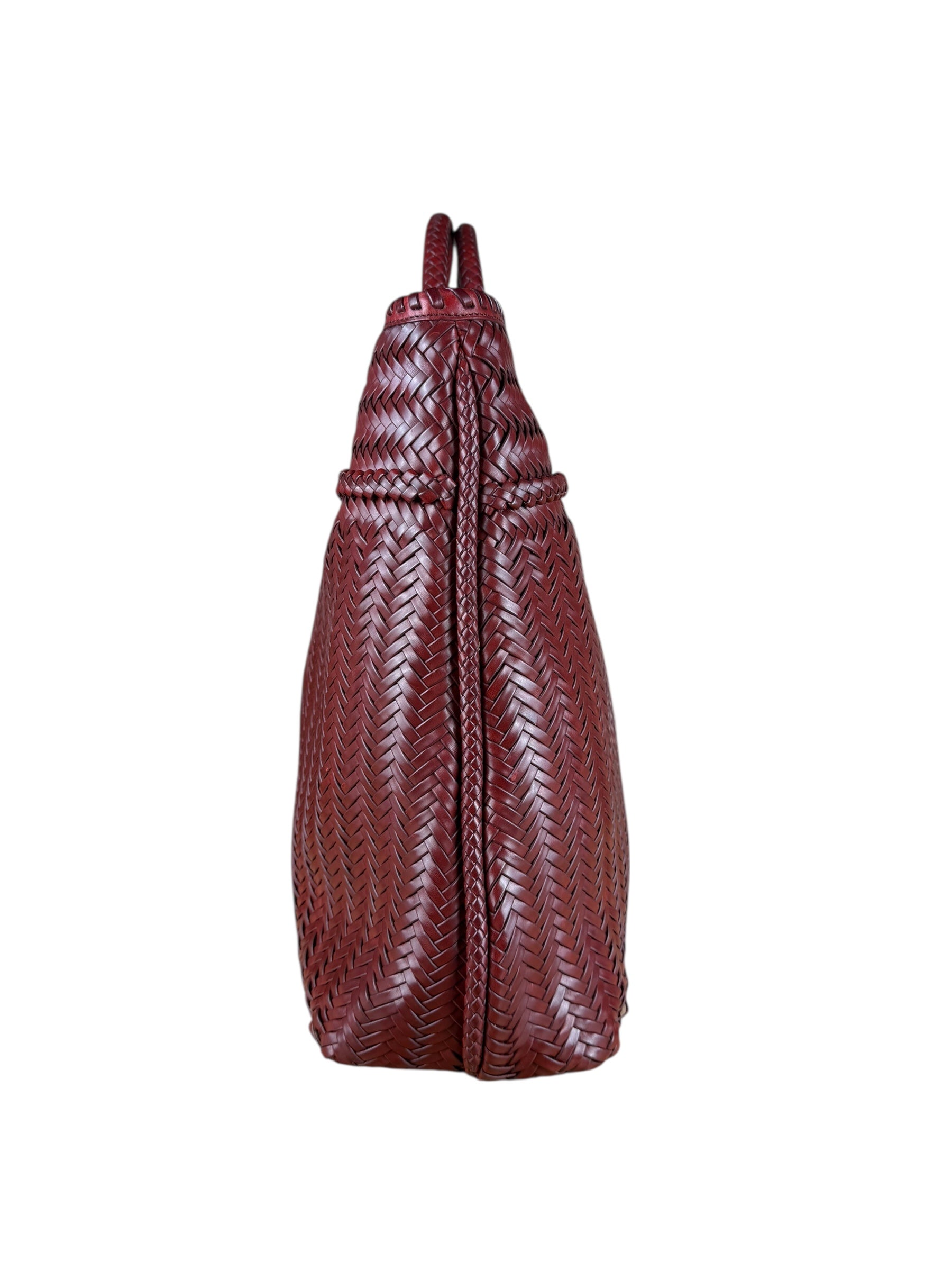 Polo Ralph Lauren Red Woven Leather Tote