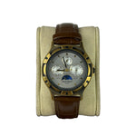 Alba Moon Phase Month Day Date Brown Leather Strap