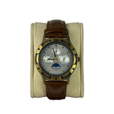 Alba Moon Phase Month Day Date Brown Leather Strap