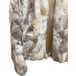 Diva Brown/White Zip-Up Rabbit Fur Jacket