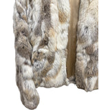 Diva Brown/White Zip-Up Rabbit Fur Jacket