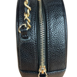 Chanel Black Quilted Caviar Leather CC Filigree Round Chain Clutch 2019
