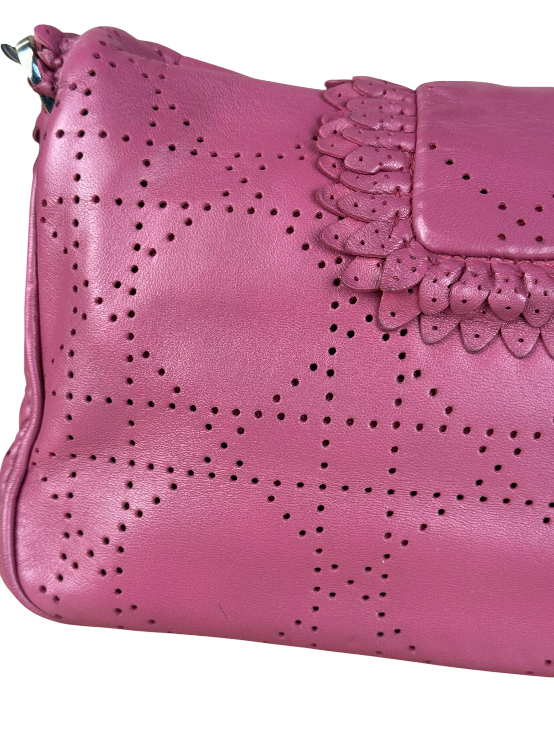 Christian Dior Purple Ruffle Leather New Lock Flap Bag