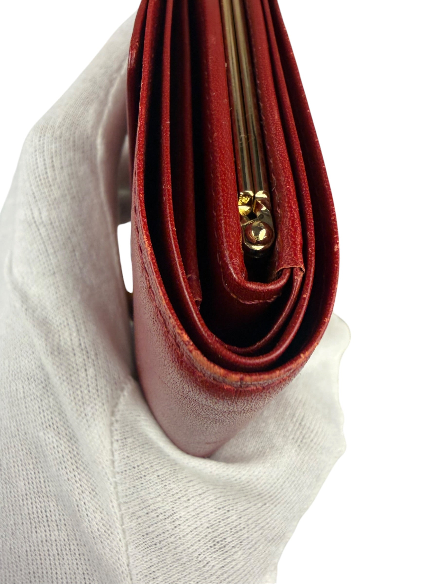 Givenchy Vintage Red Leather Trifold Wallet