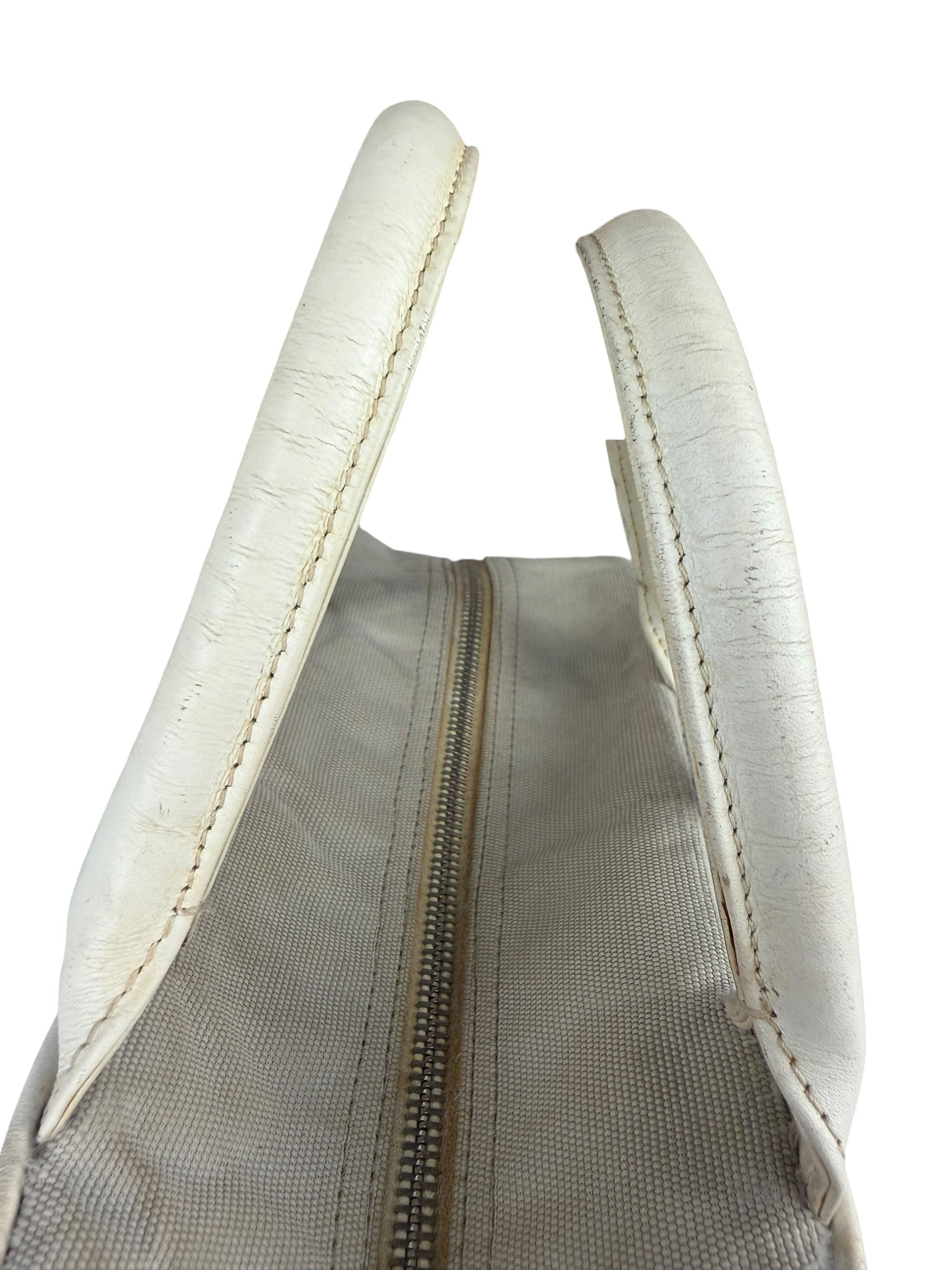 Chanel Vintage Grey Quilted Woven Sports Line Canvas Bowler Bag  2001