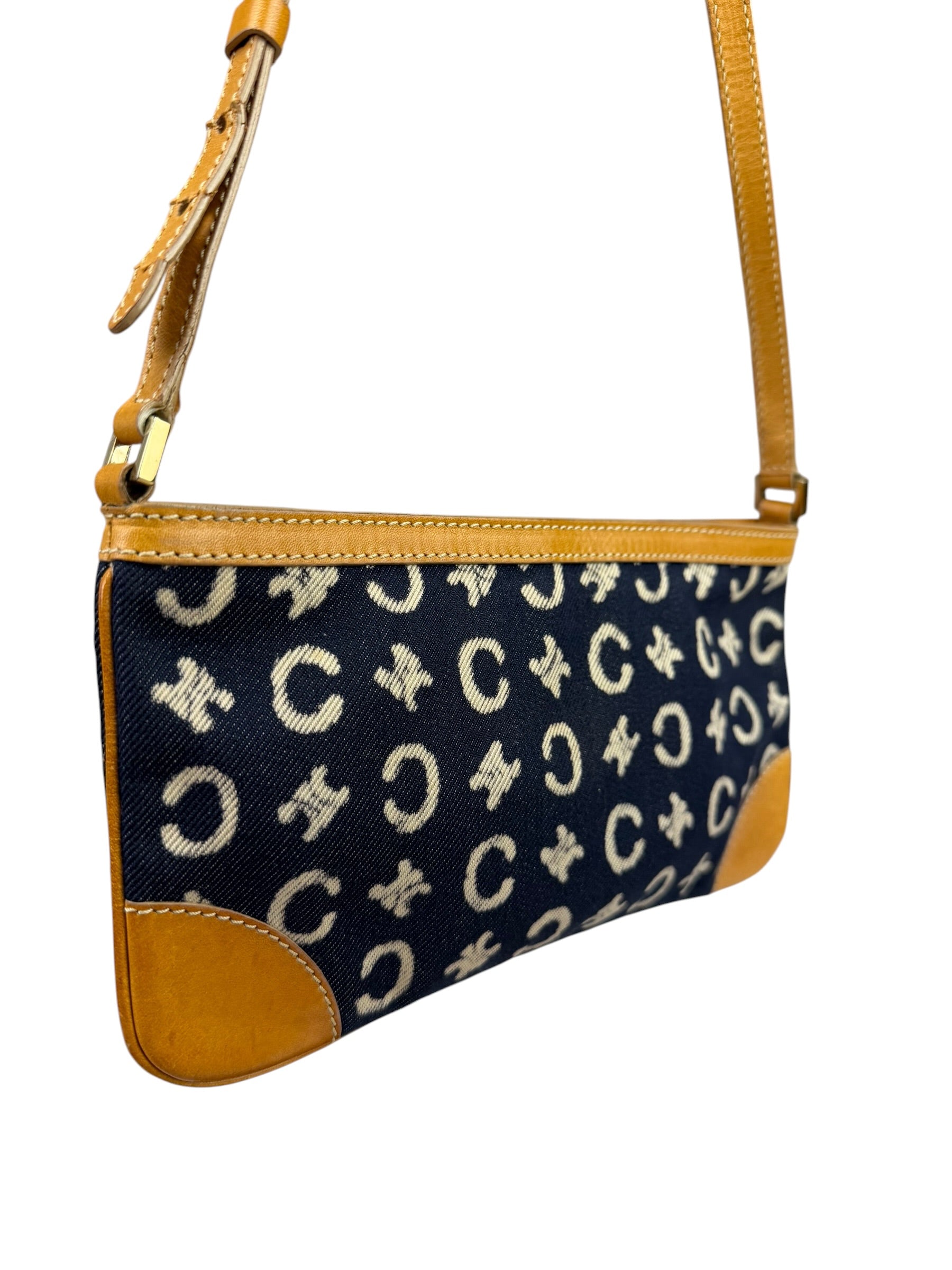 Celine Navy Denim/Leather Trim C Macadam Pochette