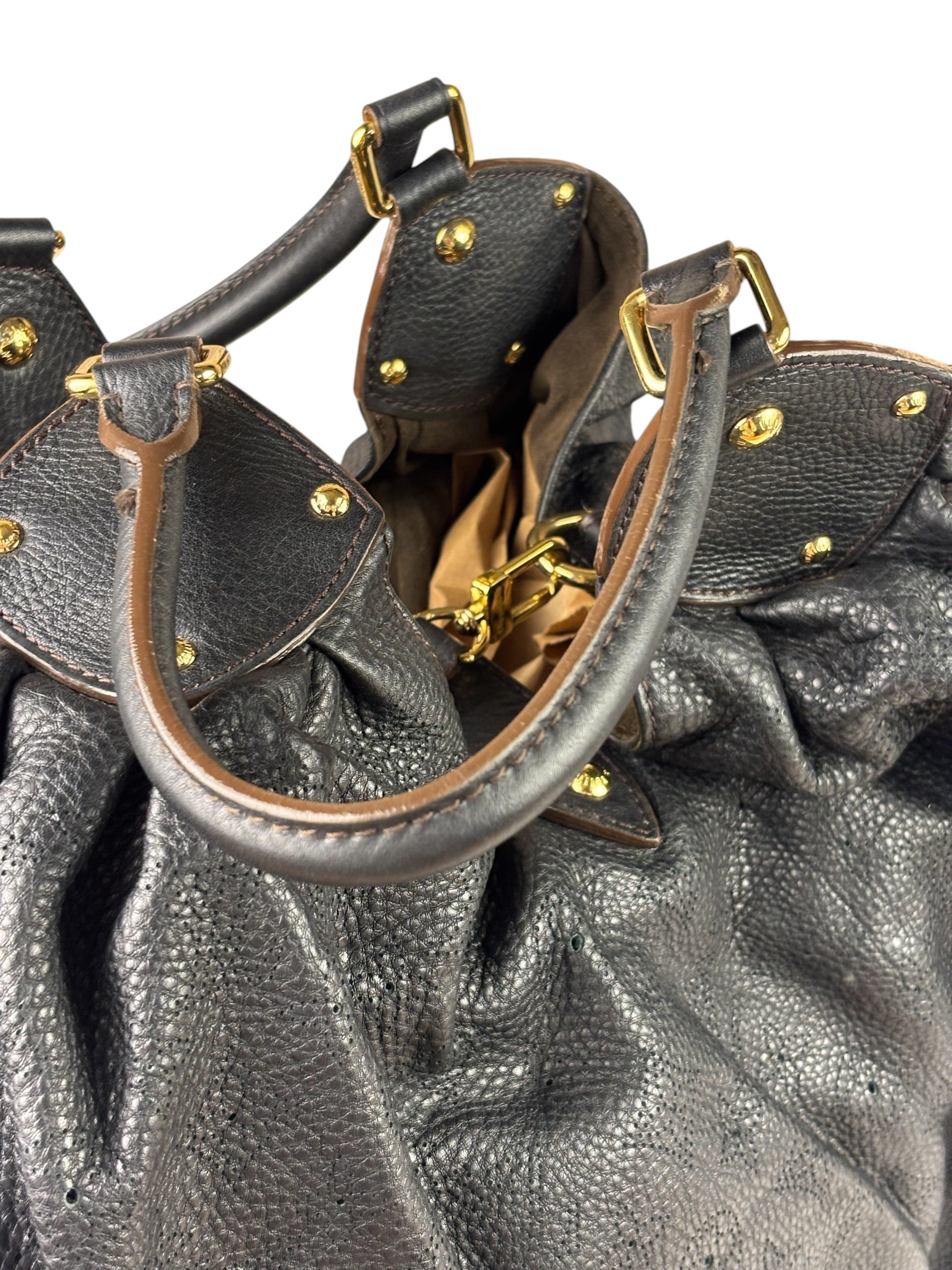 Louis Vuitton Black Calfskin Mahina XL Hobo Bag