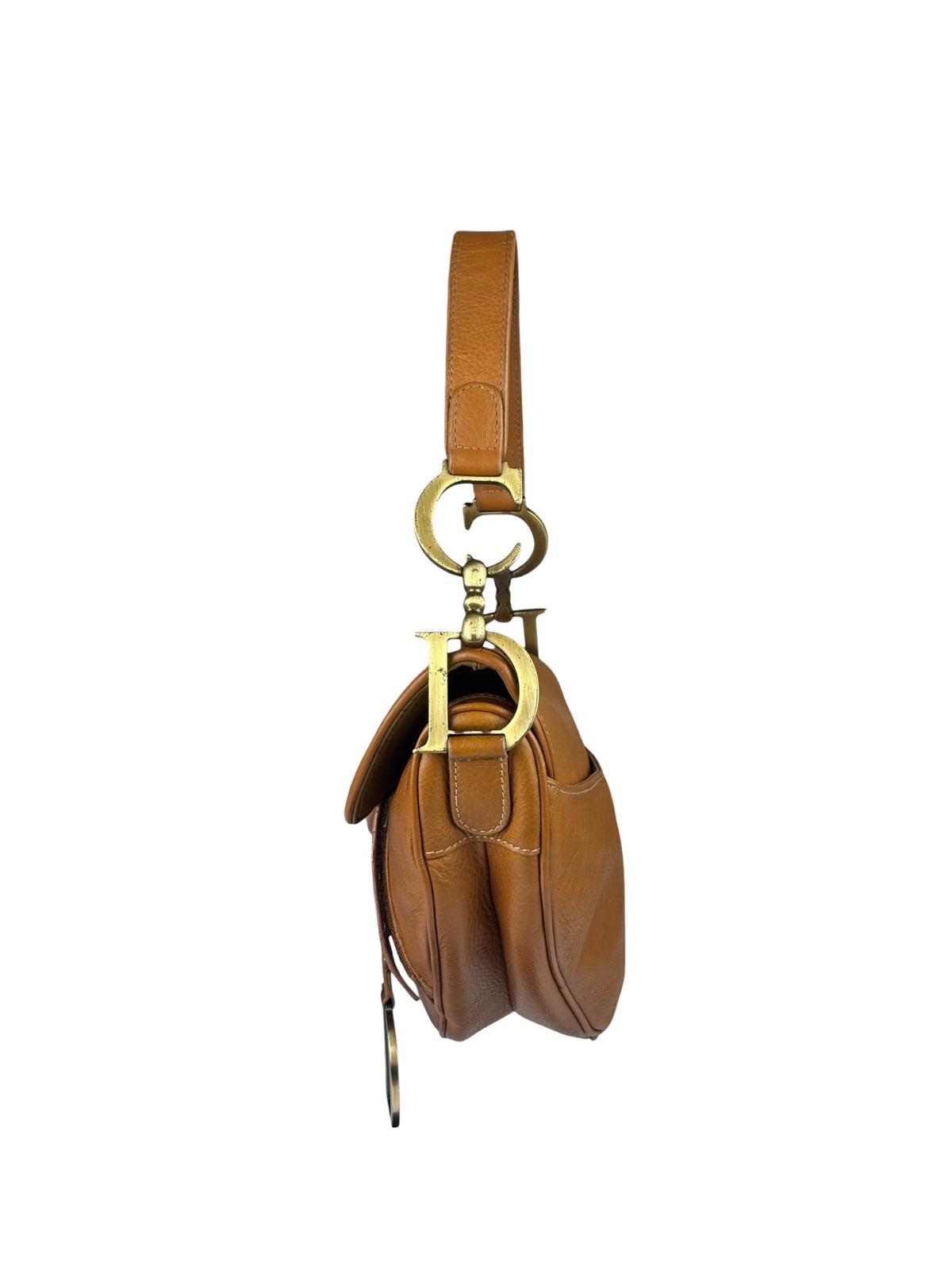 Christian Dior Tan Brown Leather Medium Saddle Bag
