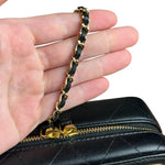 Chanel Mini Golden Plate Quilted Vanity Bag