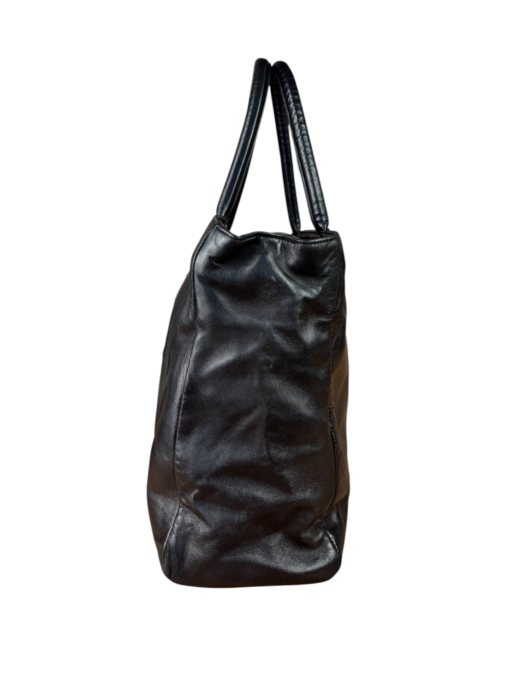 Prada Black Leather Tote Bag