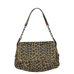 Fendi Brown Leather Trim Leopard Print Buckle Bag