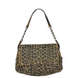 Fendi Brown Leather Trim Leopard Print Buckle Bag