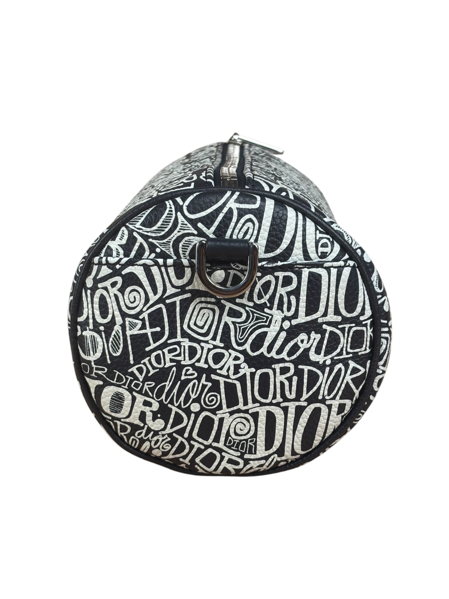 Dior Black/White Shawn Stussy Curvy Script Roller Bag
