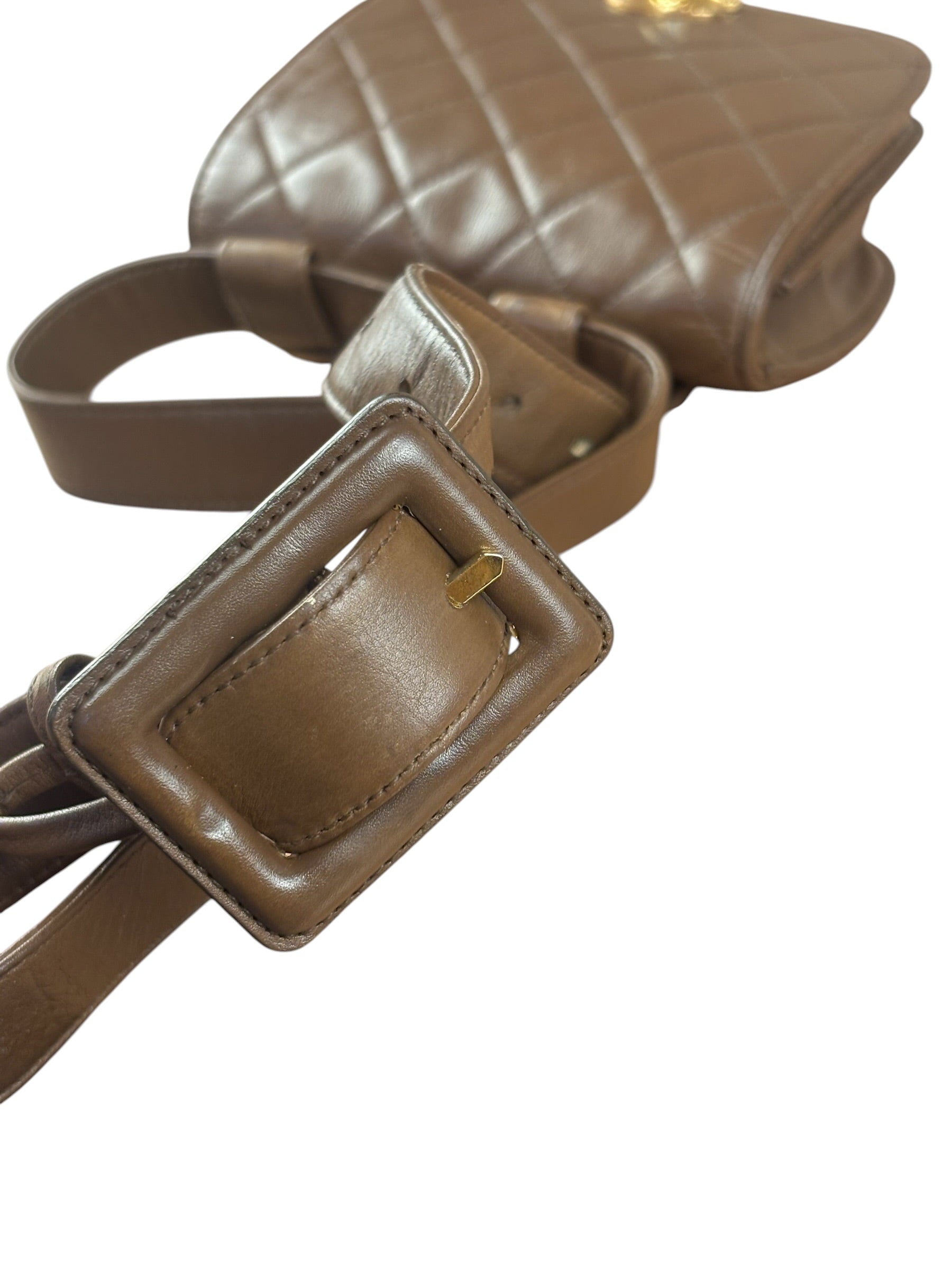 Chanel Brown Quilted Waist Bag 1990