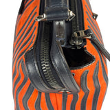 Fendi Navy/Red Leather Trim/Suede Dotcom Striped Two-Way Bag