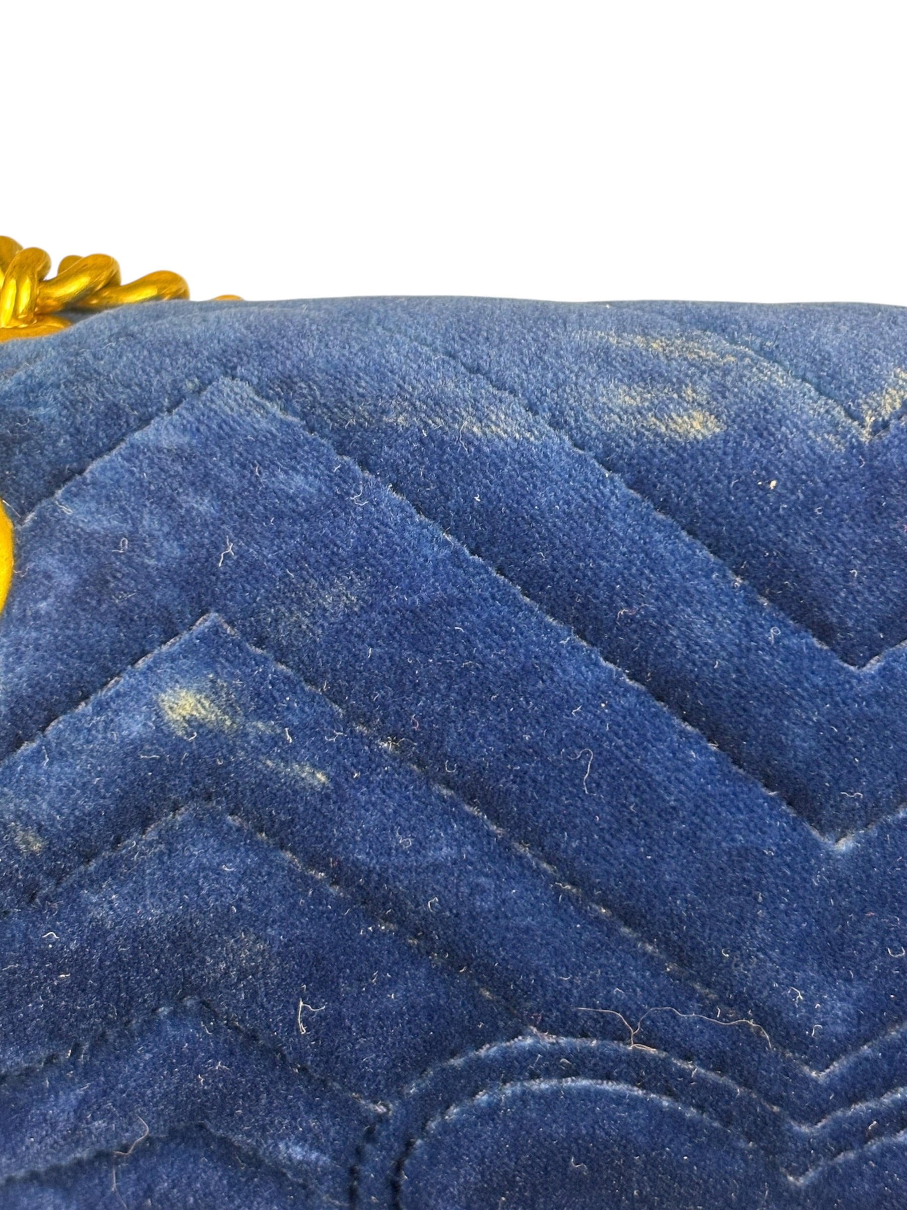 Gucci GG Blue Velvet Marmont Chain Shoulder Bag
