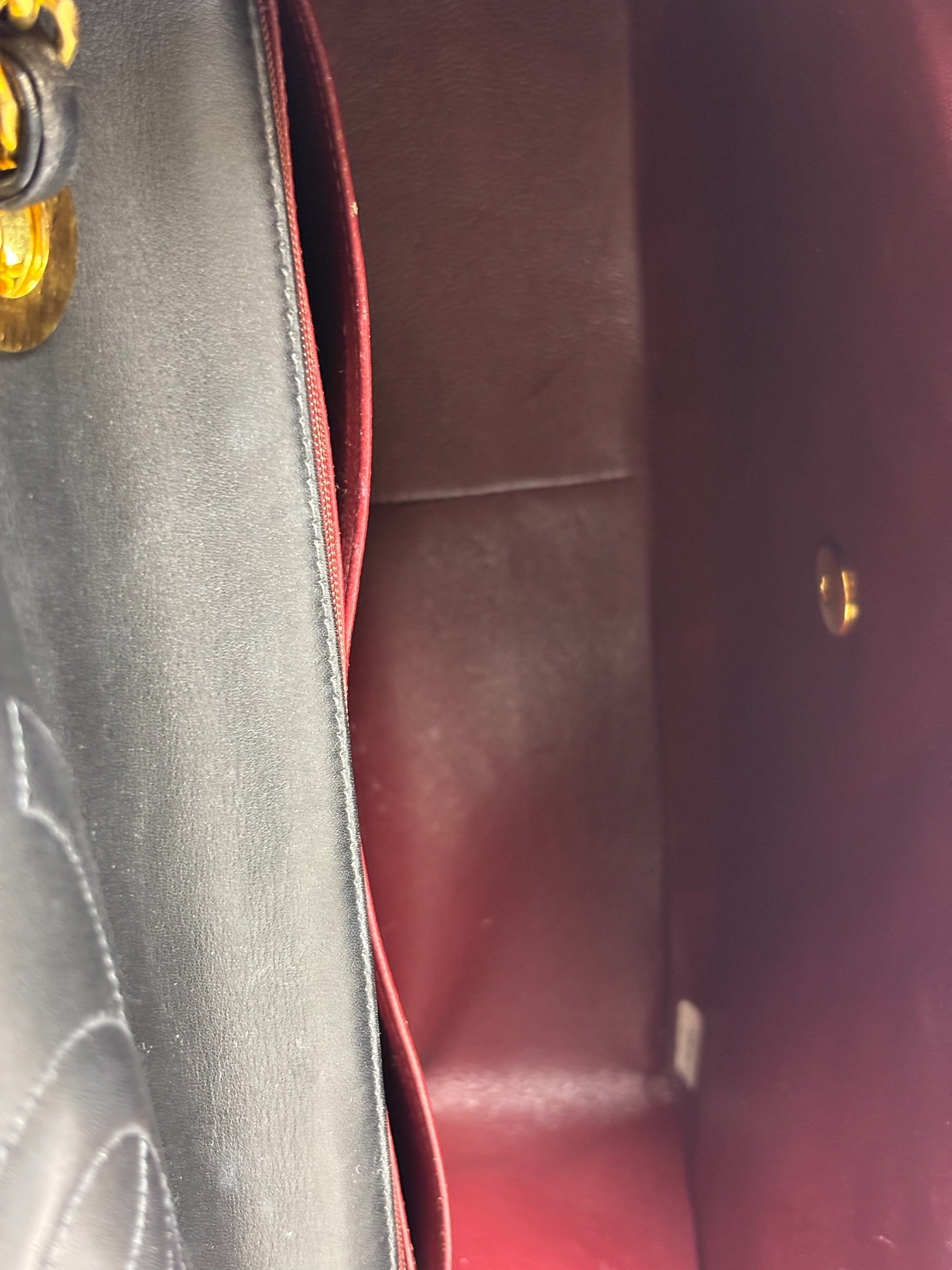 Chanel Vintage Black Quilted Leather Jumbo Flap Bag 1994