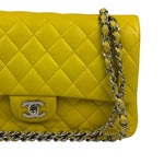 Chanel Yellow Quilted Lambskin Double Flap Bag 2009