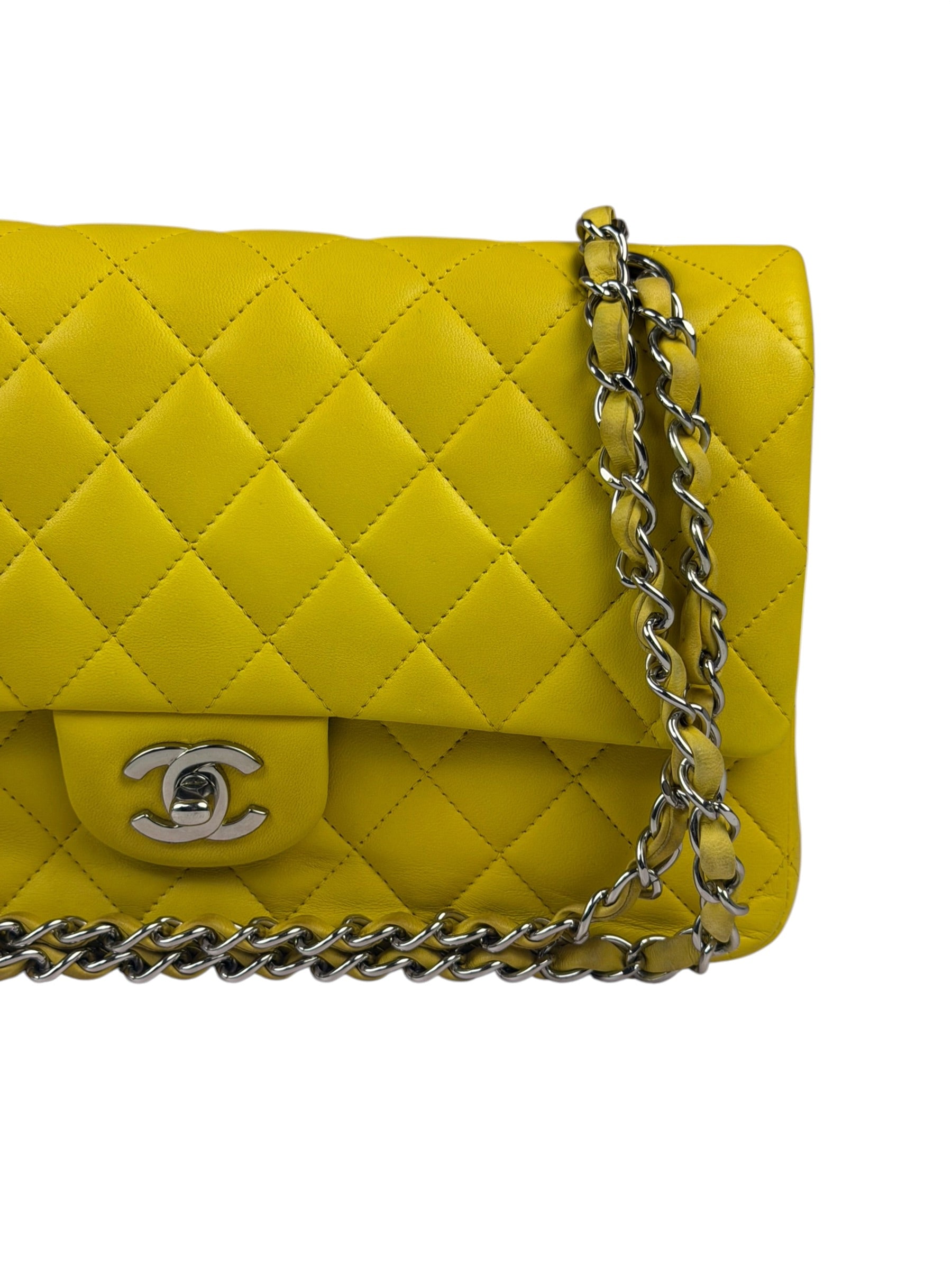 Chanel Yellow Quilted Lambskin Double Flap Bag 2009