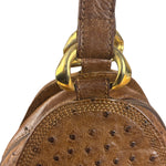 Loewe Vintage Brown Ostrich Print Leather Triangular Shoulder Bag