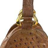 Loewe Vintage Brown Ostrich Print Leather Triangular Shoulder Bag