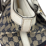 Gucci Navy Leather Trim GG Sherry Line Heritage Shoulder Bag