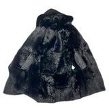 Vintage Black Fur Lined Suede Long Coat