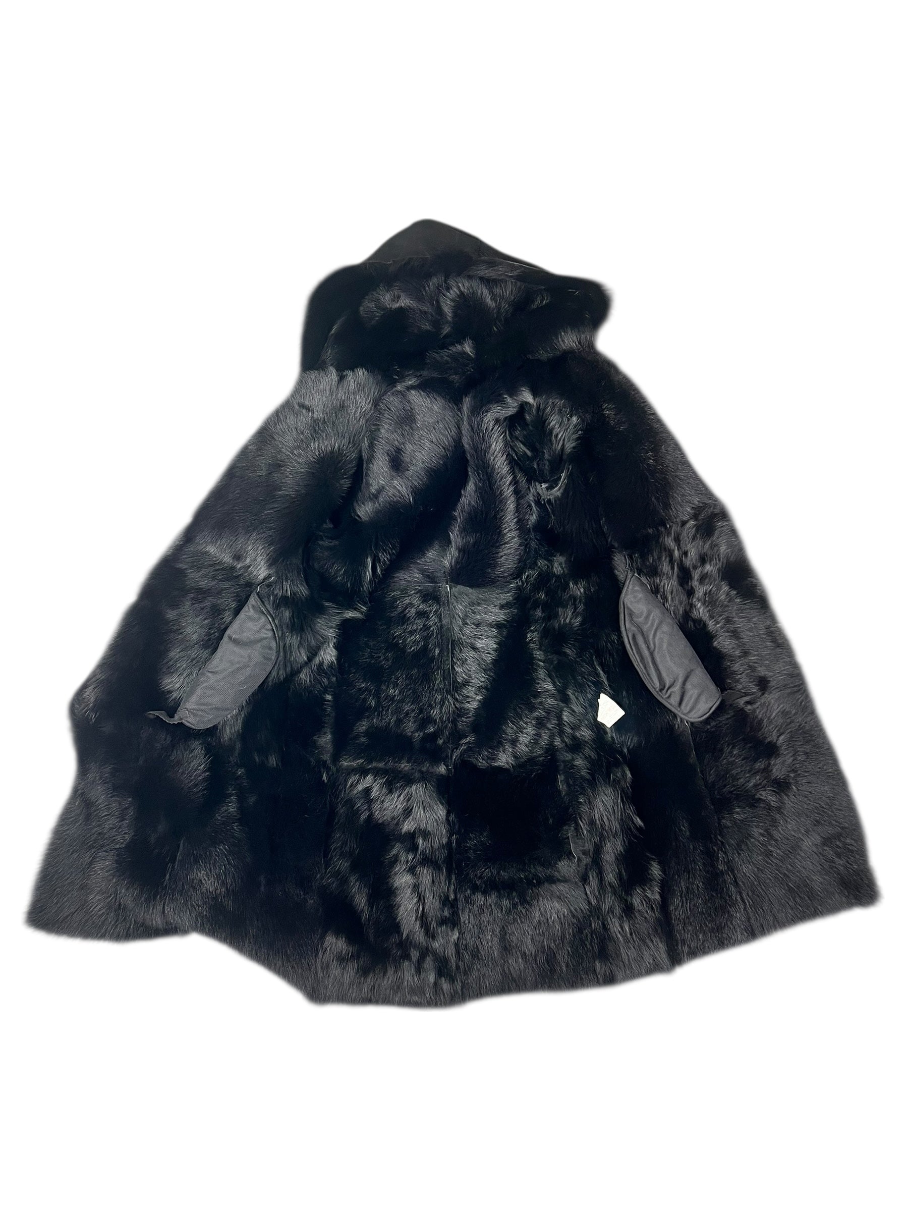 Vintage Black Fur Lined Suede Long Coat