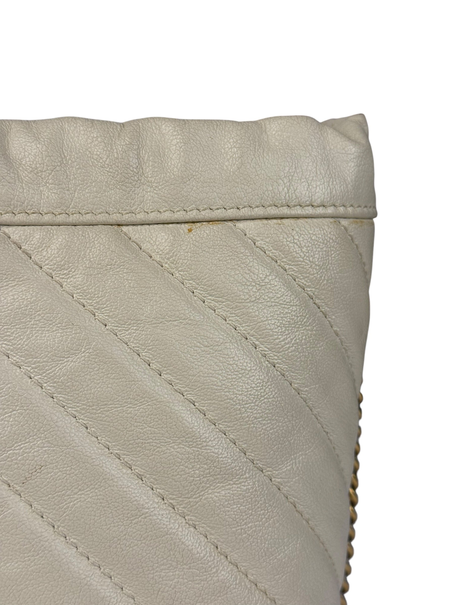 Gucci GG Ivory Leather Marmont Chain Bucket Bag