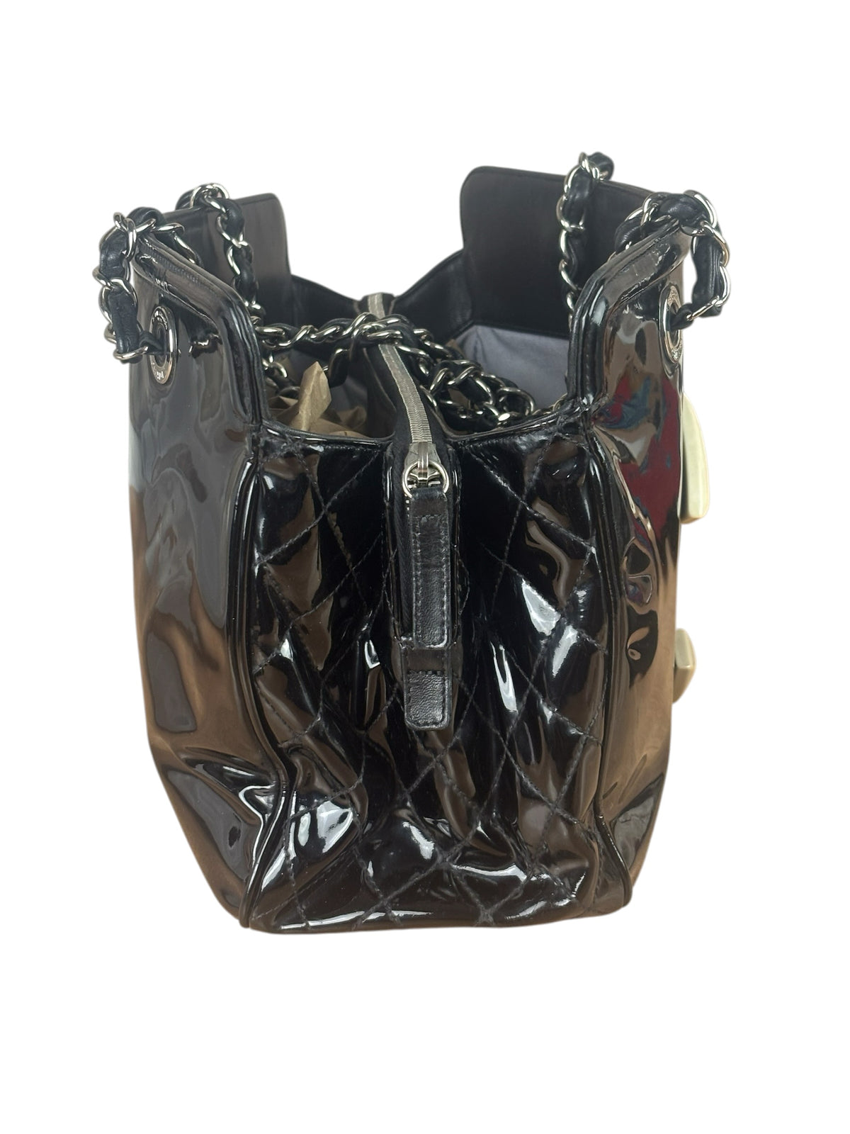 Chanel Black Patent Leather CC Paris -Venice Lipstick Tote 2009