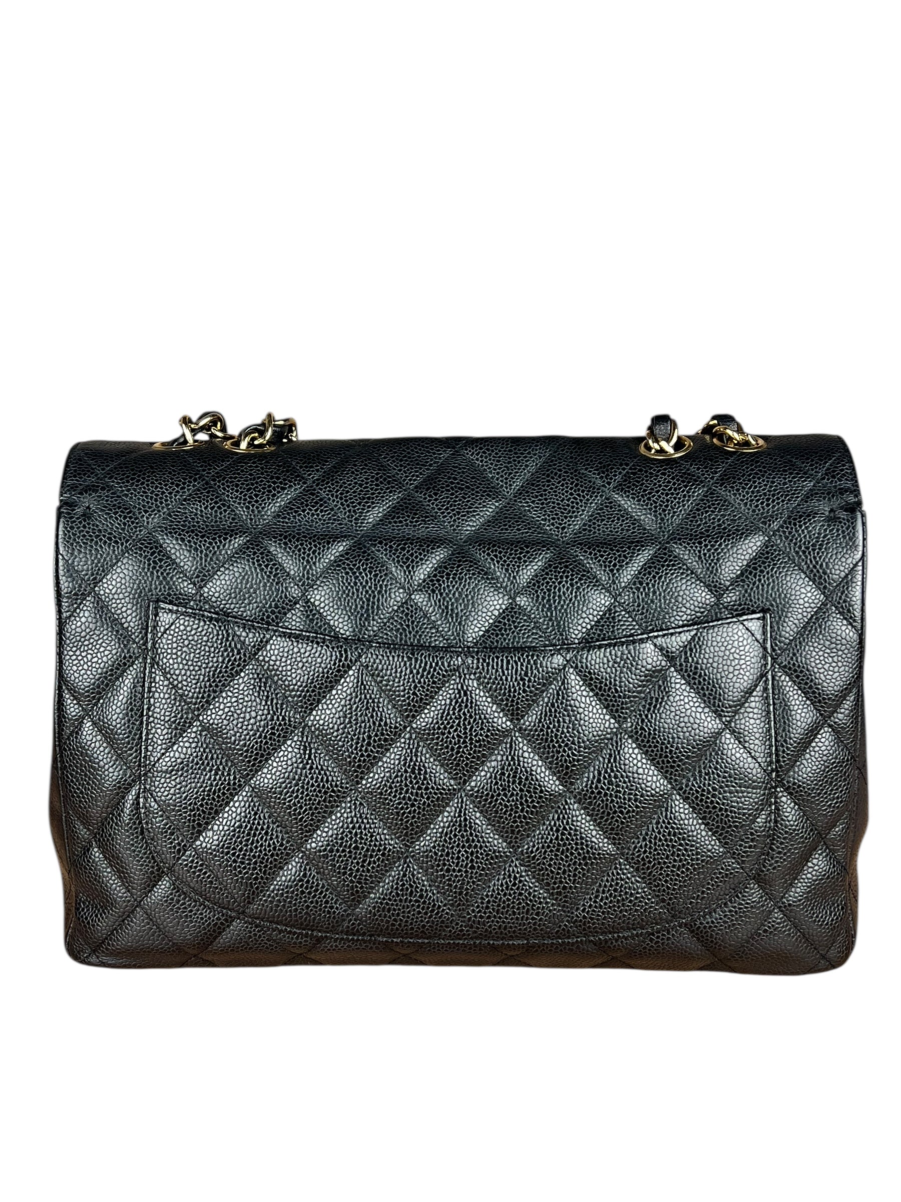 Chanel Black Caviar Leather Single Flap Bag '04