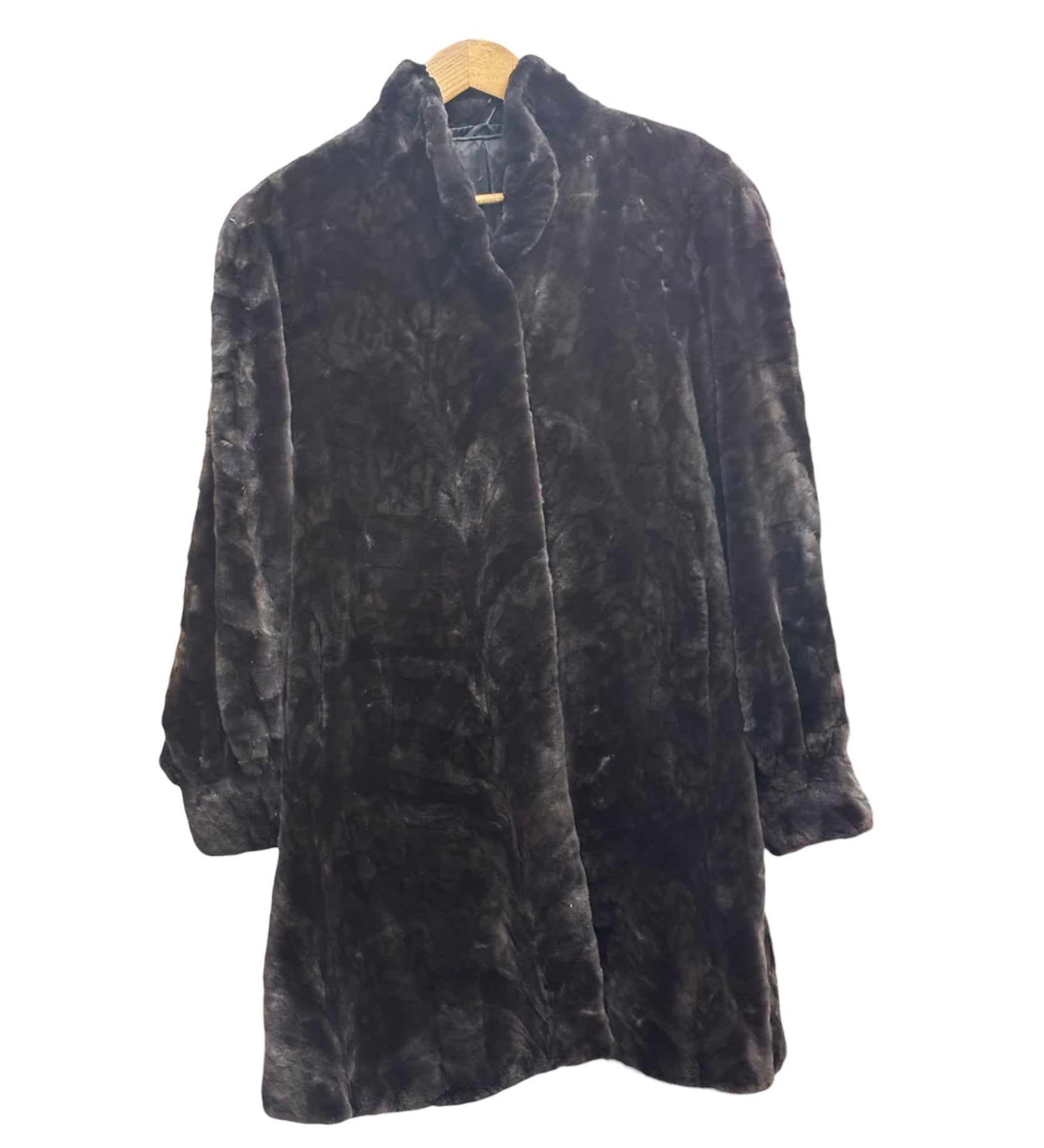 Saga Purple Ranched Mink Fur Long Coat