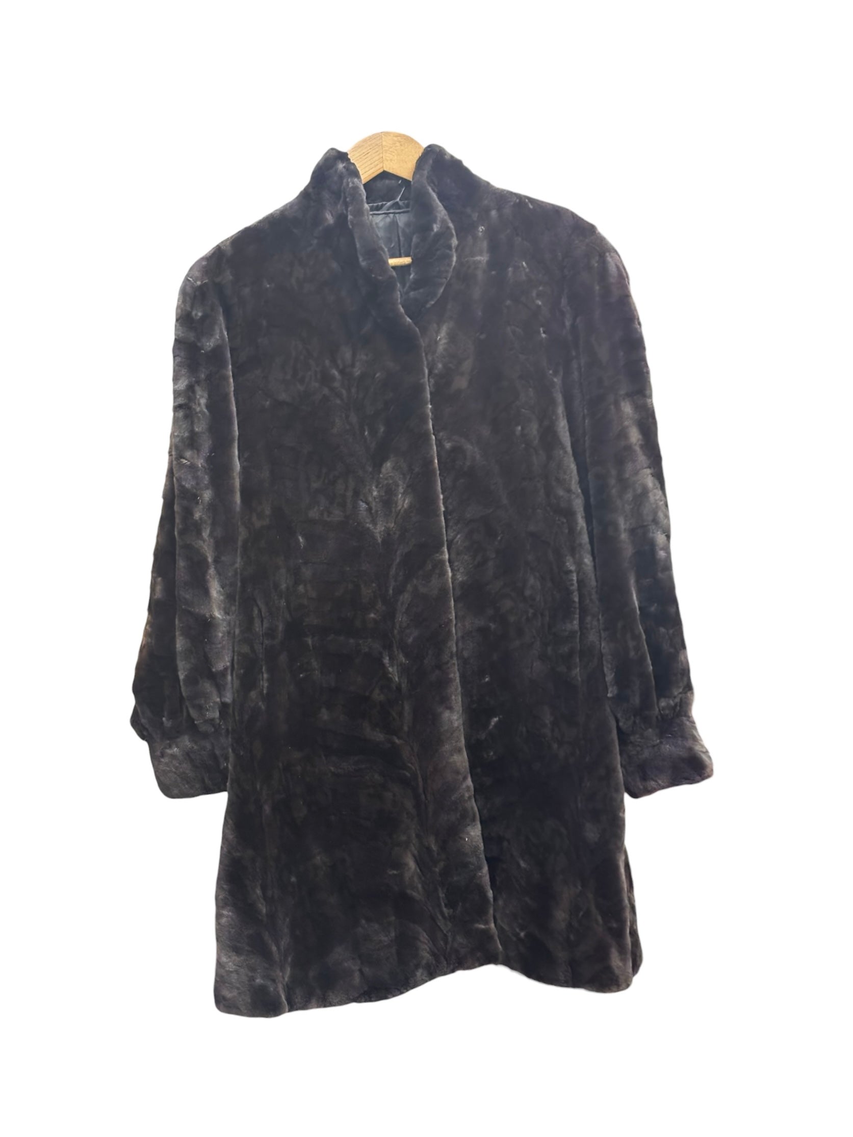 Saga Purple Ranched Mink Fur Long Coat