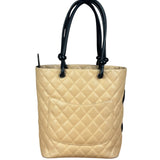 Chanel Tan Quilted Leather Ligne Cambon Tote Bag 2004