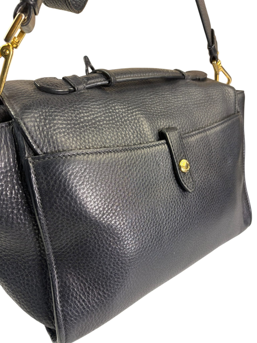 Prada Black Leather Vitello Daino Soundlock Two-Way Satchel