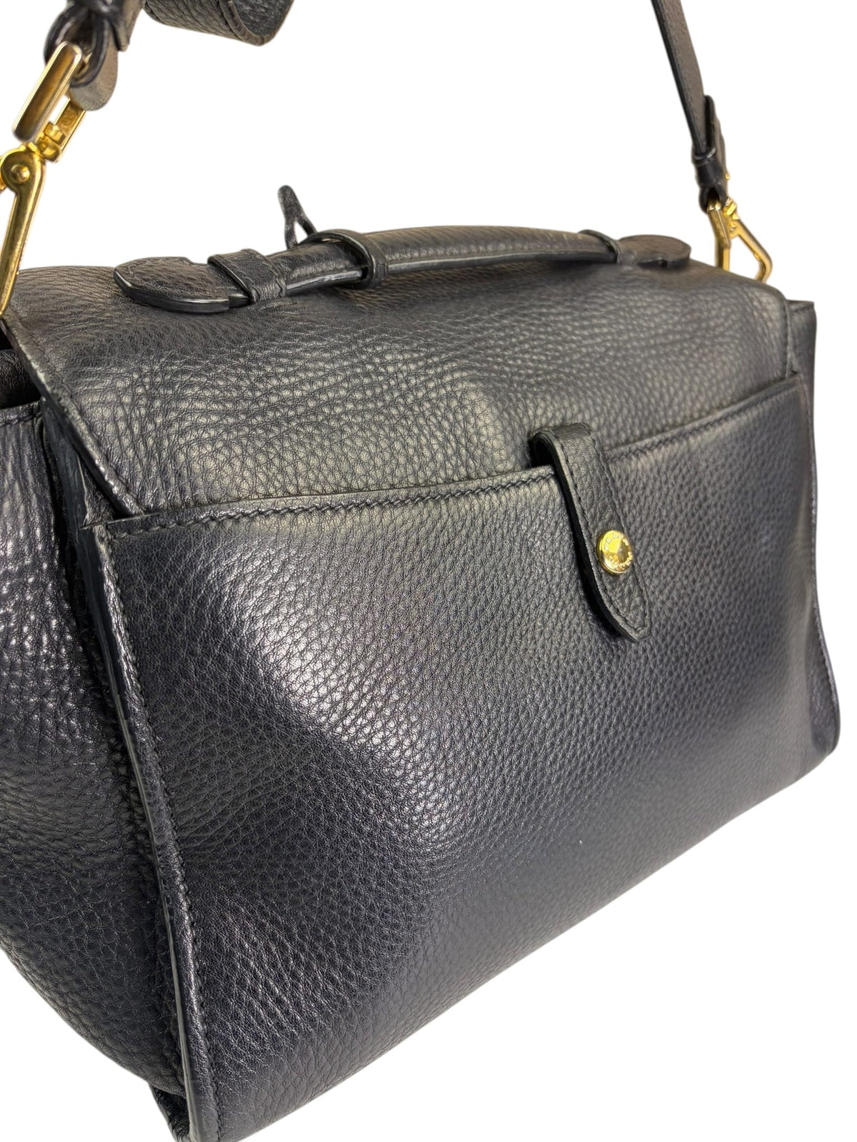 Prada Black Leather Vitello Daino Soundlock Two-Way Satchel