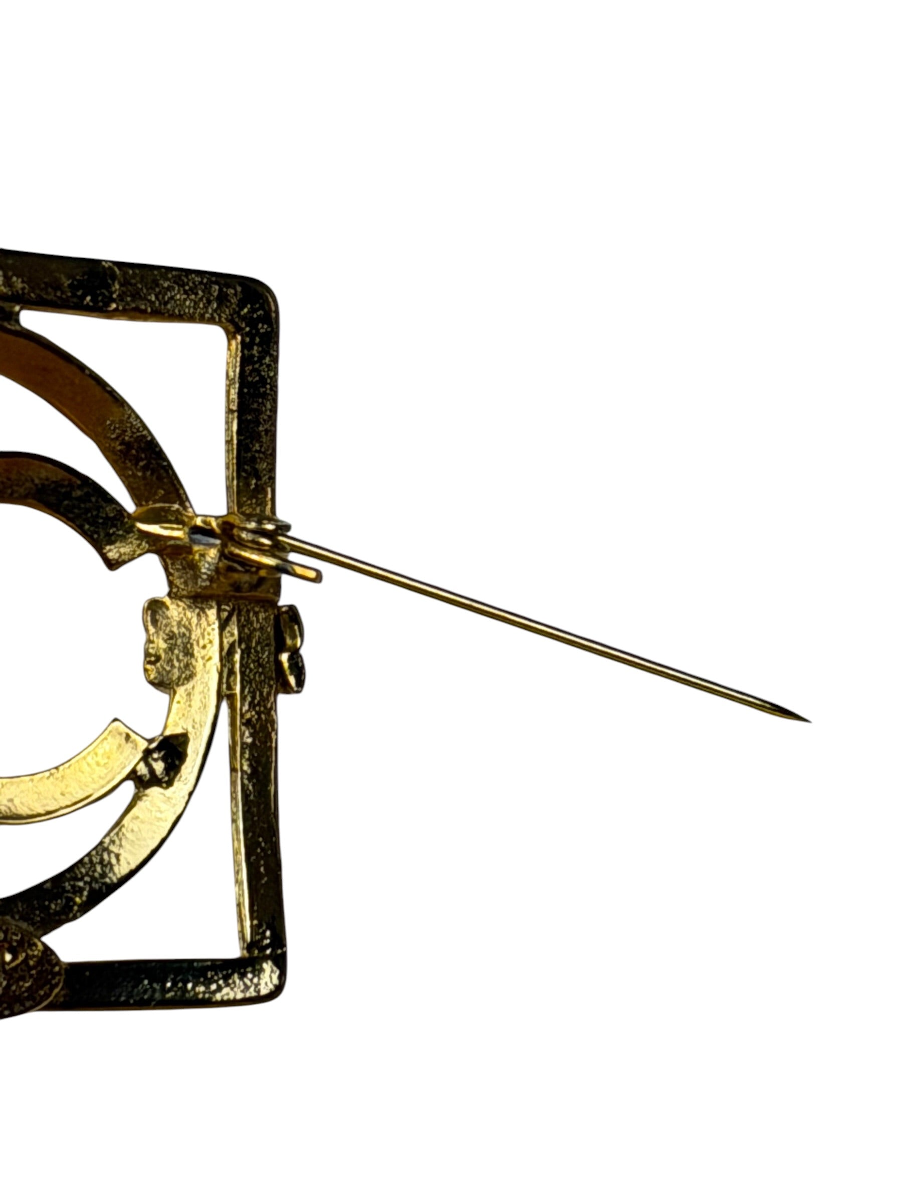 Chanel Vintage Gold-Plated Square CC Logo Brooch