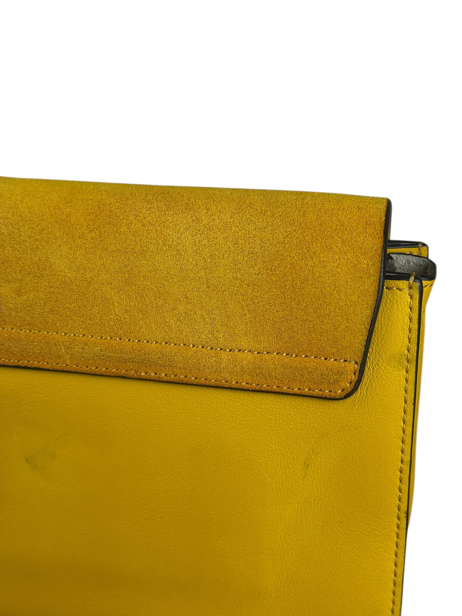 Chloé Suede/Calfskin Yellow Faye Shoulder Bag
