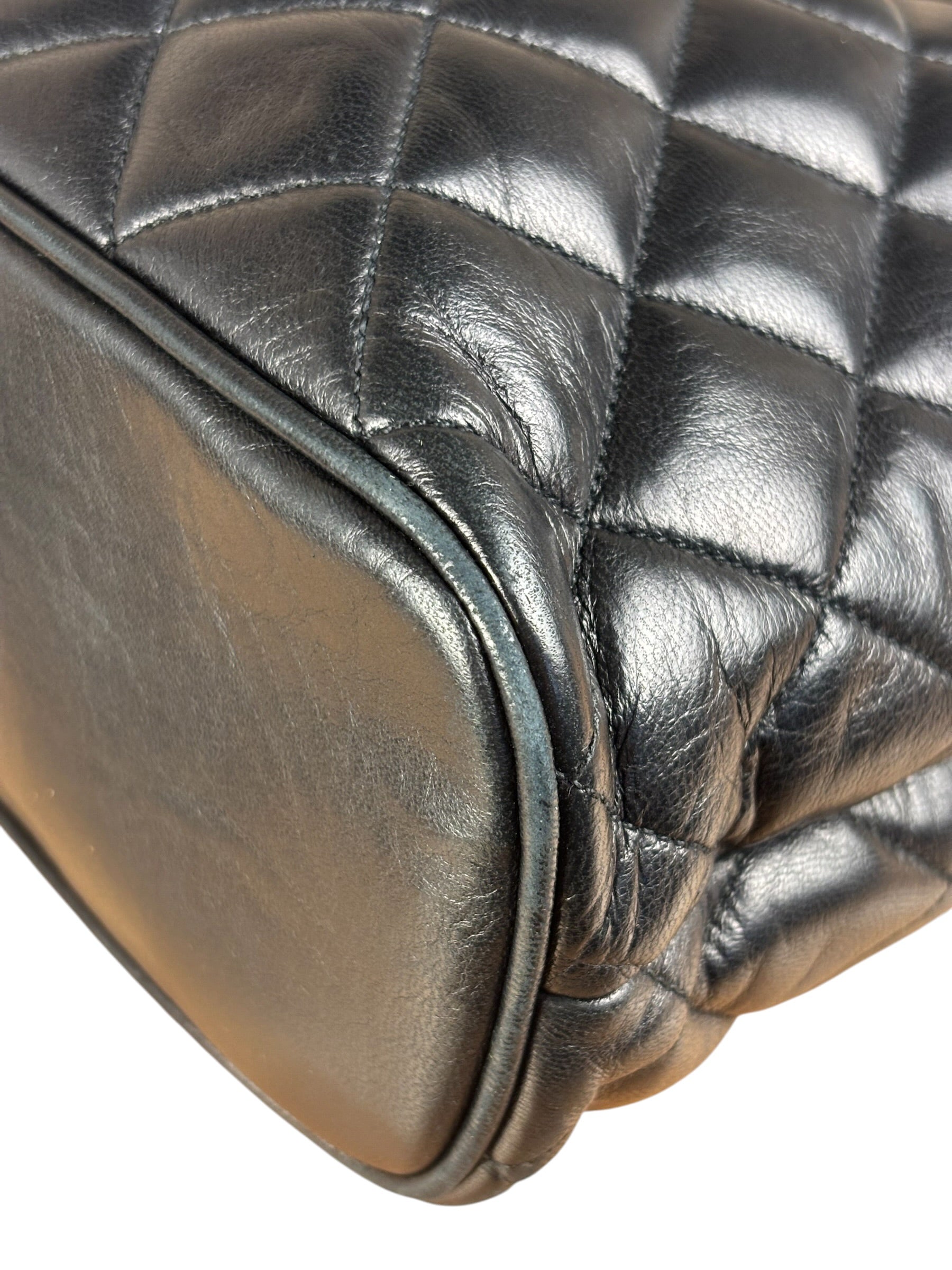 Chanel Vintage Black Quilted Leather Chain Tote/Shoulder Bag 1999