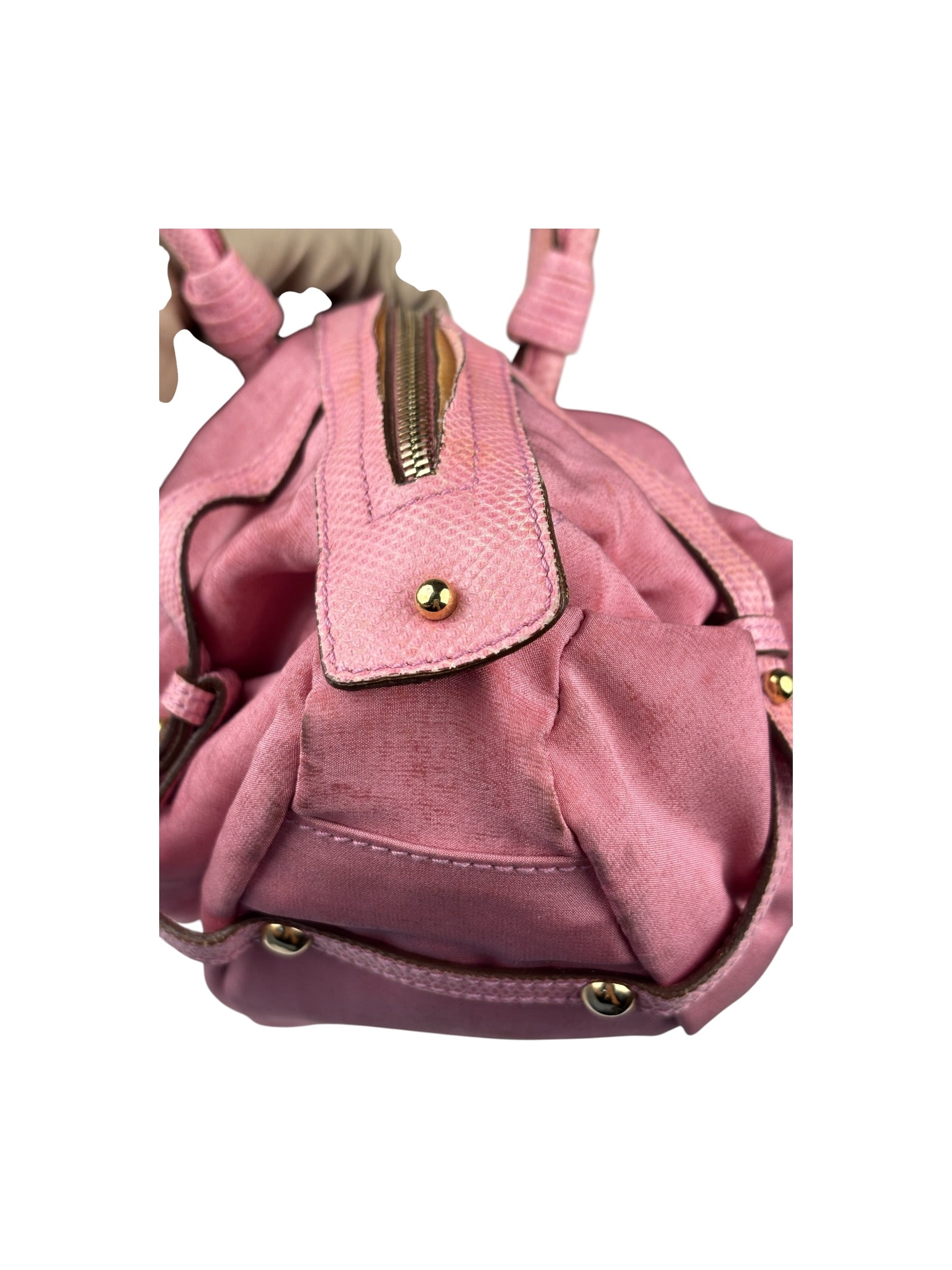 Salvatore Ferragamo Pink Nylon/Leather Bowler Bag