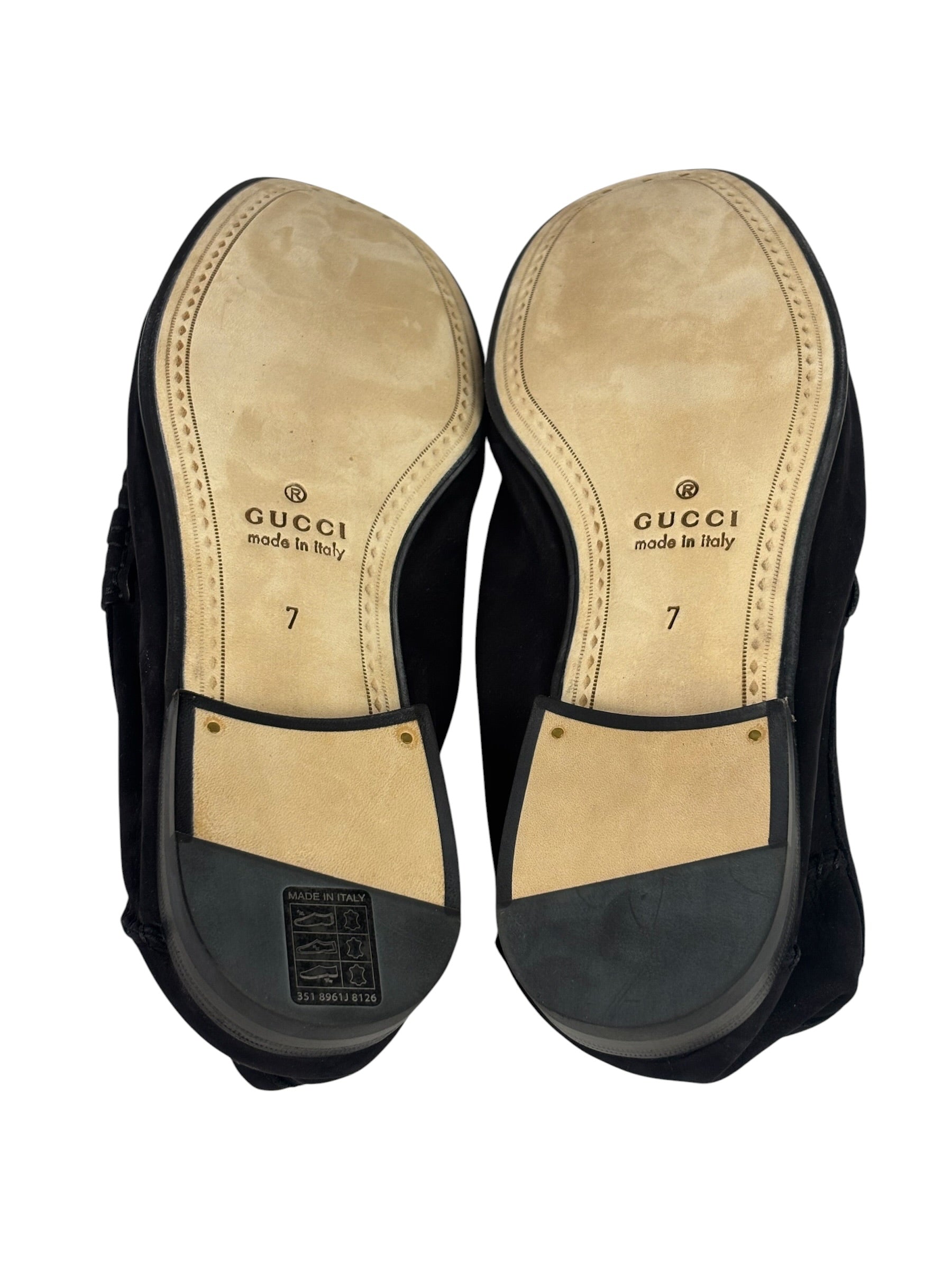 Gucci Black Suede Horsebit Loafers