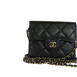 Chanel Black Caviar Quilted Card Holder 2019