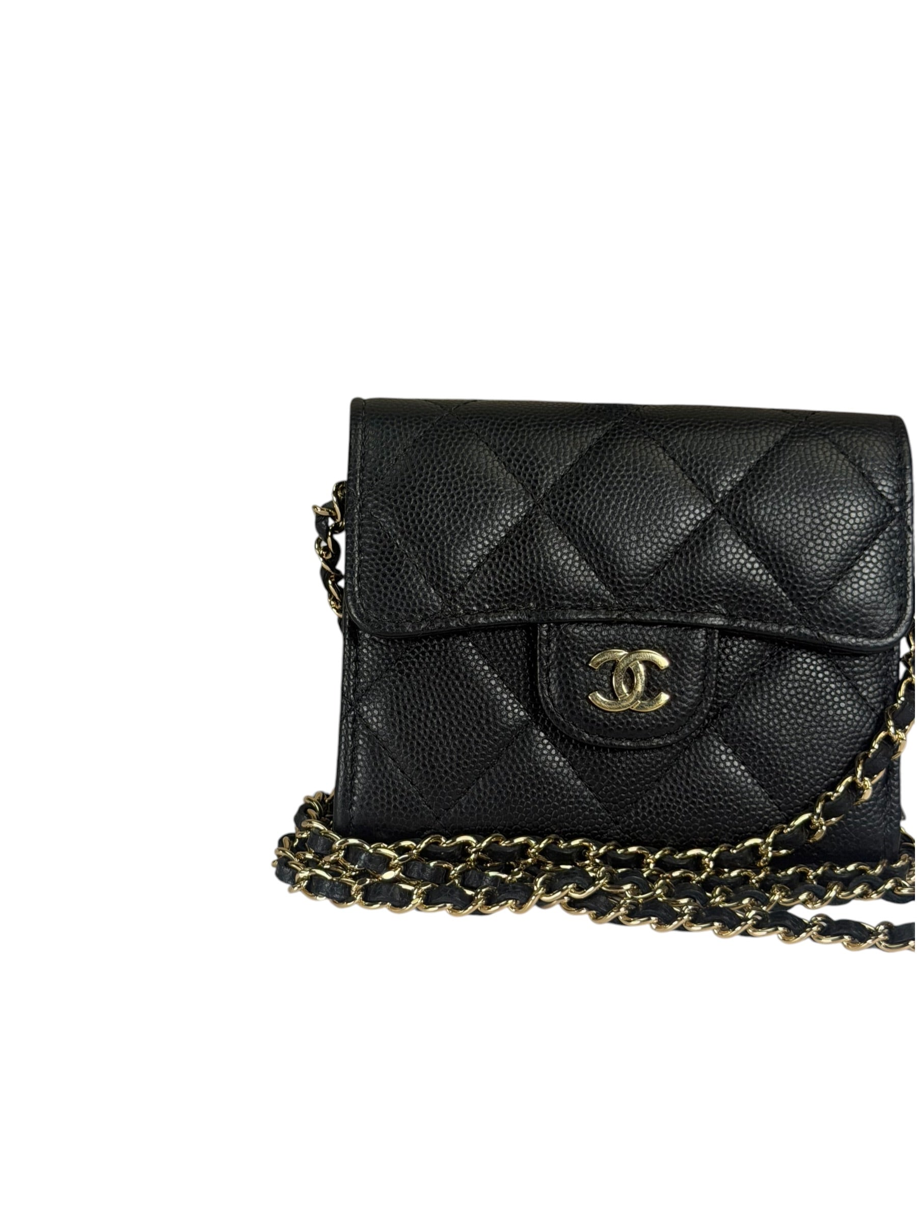 Chanel Black Caviar Quilted Card Holder 2019