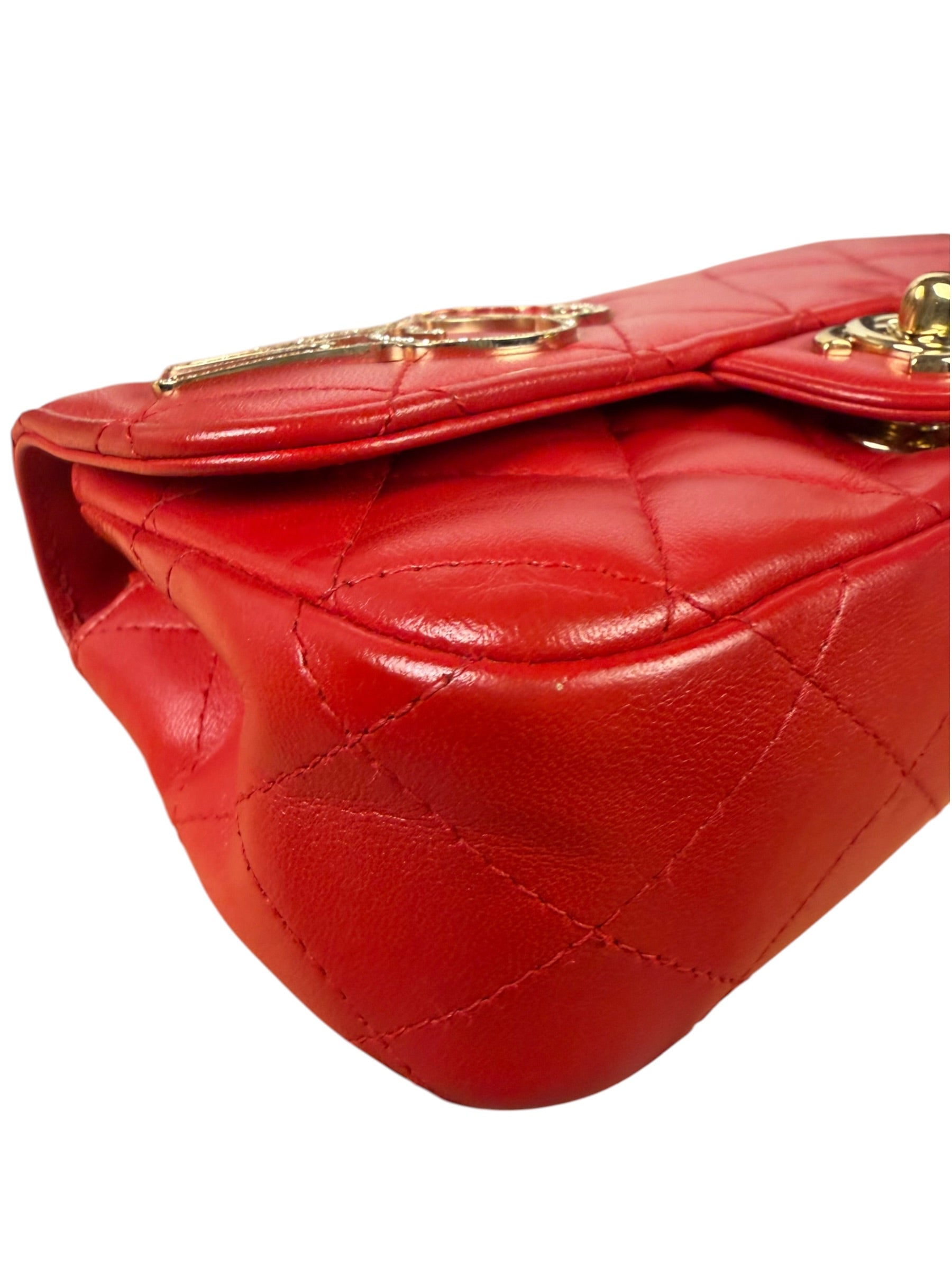 Chanel Red Lambskin Timeless Small Shoulder Bag 2017